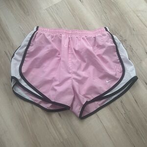 nike pink + white dri-fit shorts